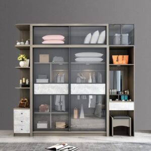 Tủ Áo Cánh Kính Lùa Màu Đen Cao Cấp Gỗ Tốt Nhôm Nhập Khẩu