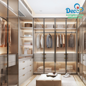 Tủ quần áo nhôm cánh kính DTK128