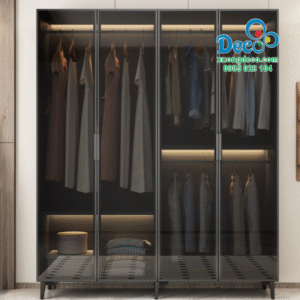 Tủ quần áo nhôm cánh kính DTK132